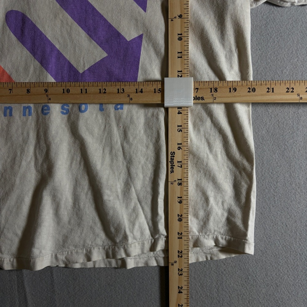Vintage 90s Champion Minnesota Graphic T Shirt Made in USA Cream Mens L Boxy - Picture 4 of 4